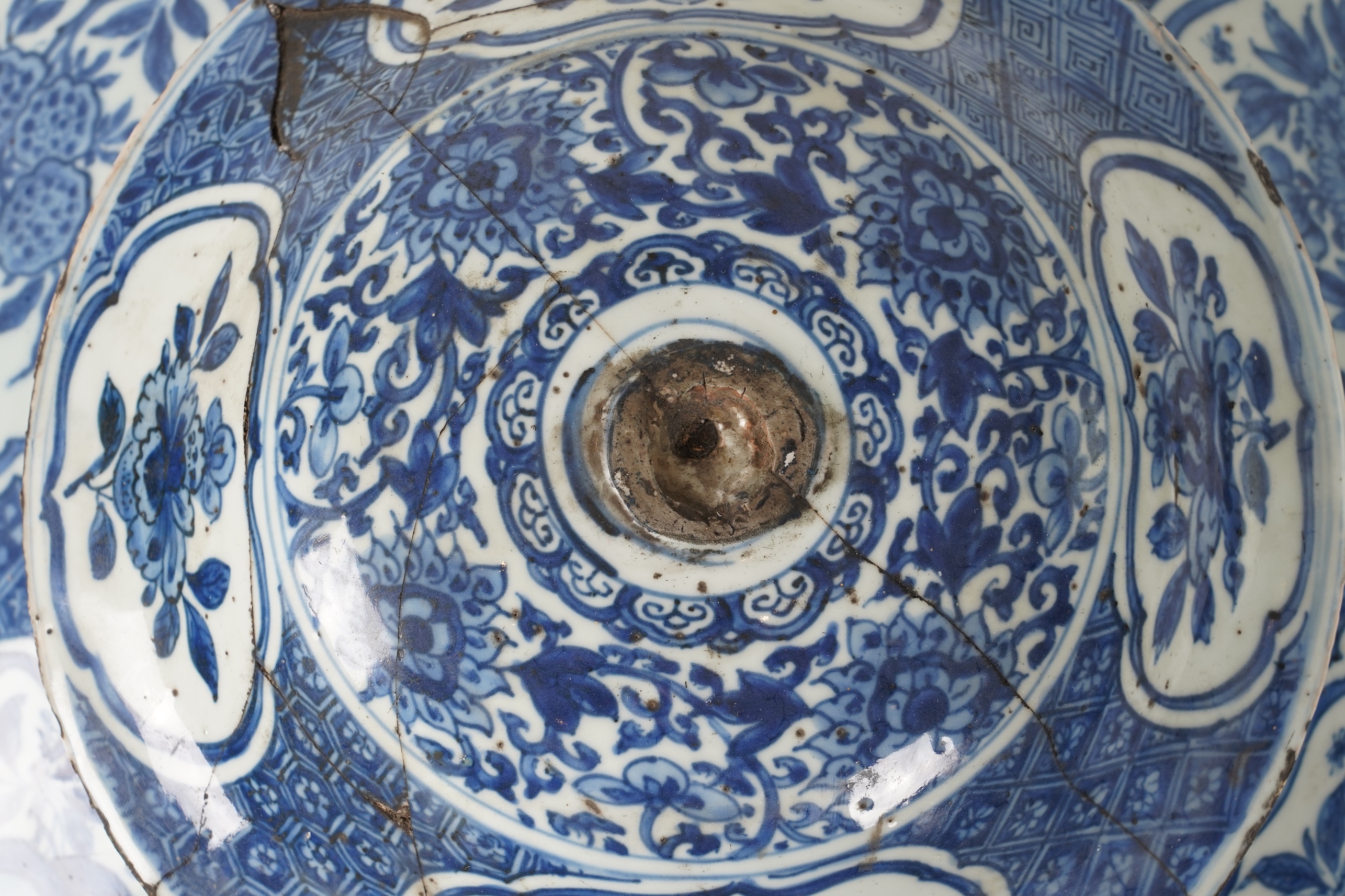 A massive Chinese blue and white jar, Wanli six character mark and of the period (1572-1620)